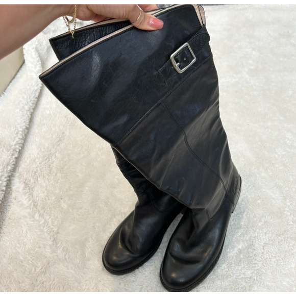 Coach Women's Joele Riding Boot Size 7.5 Tall Pull On Black Leather Classic - Picture 6 of 8